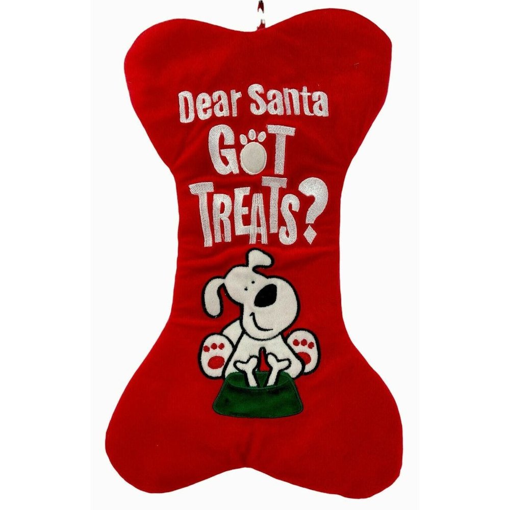 DanDee Collectors Choice Red Dog Bone Christmas Stocking Dear Santa Got Treats?